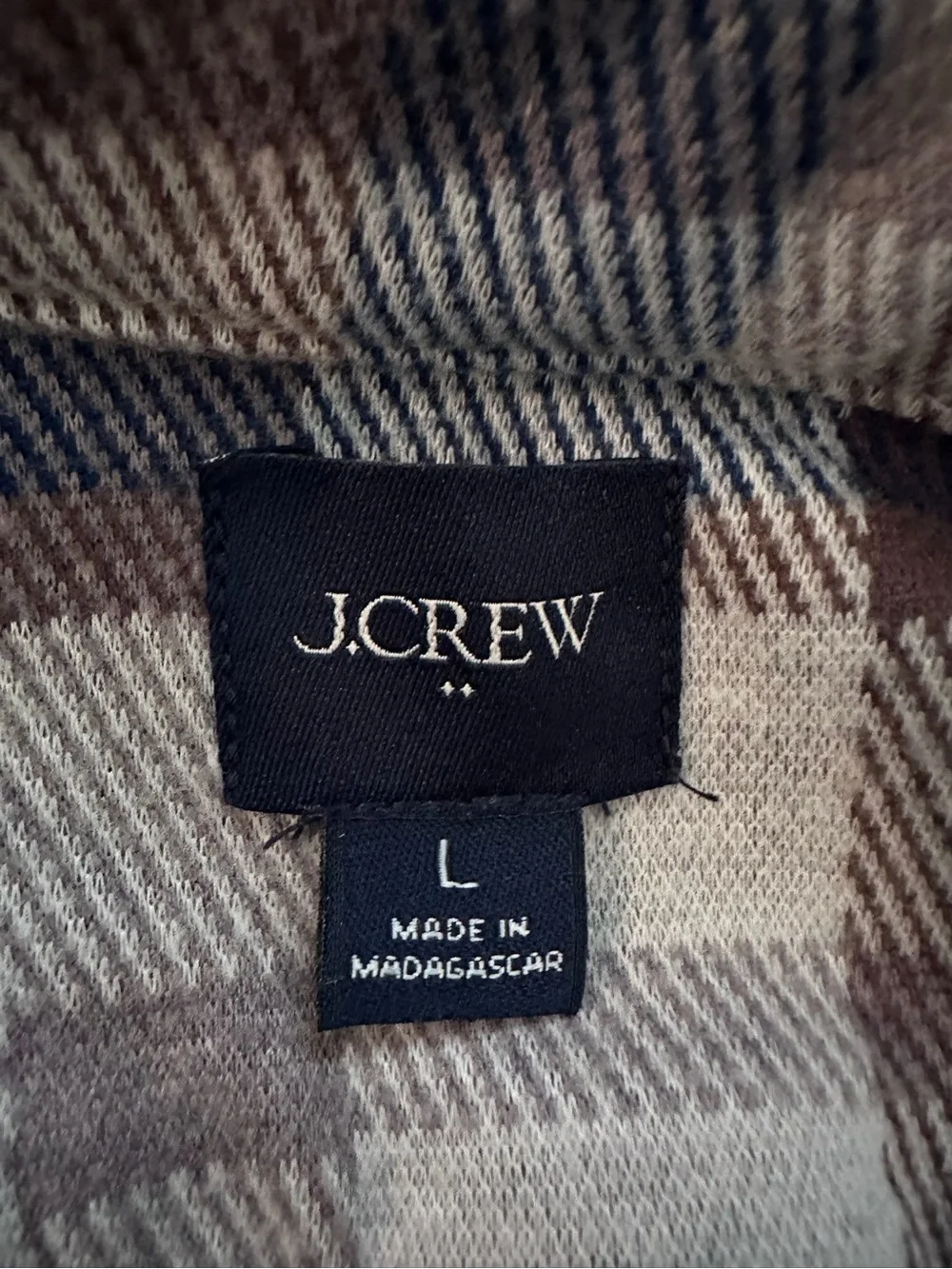 J. Crew Blue, Brown & Cream Plaid Button-Down Shirt
